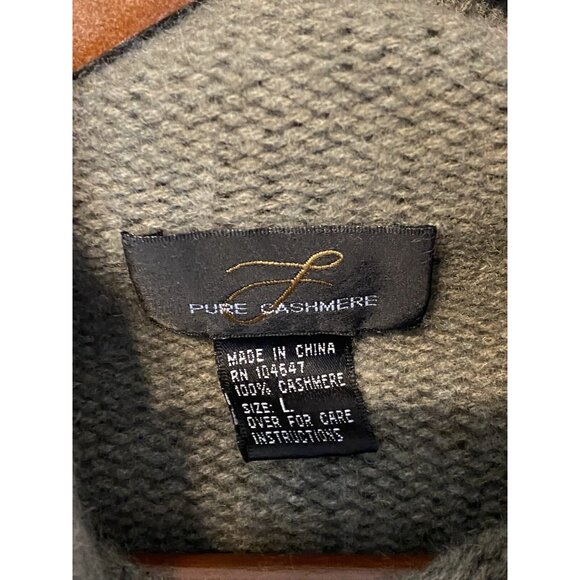 L Green Pure Cashmere Sweater Women's Size L Long Sleeve Holes Peeling Crafts - Picture 5 of 7